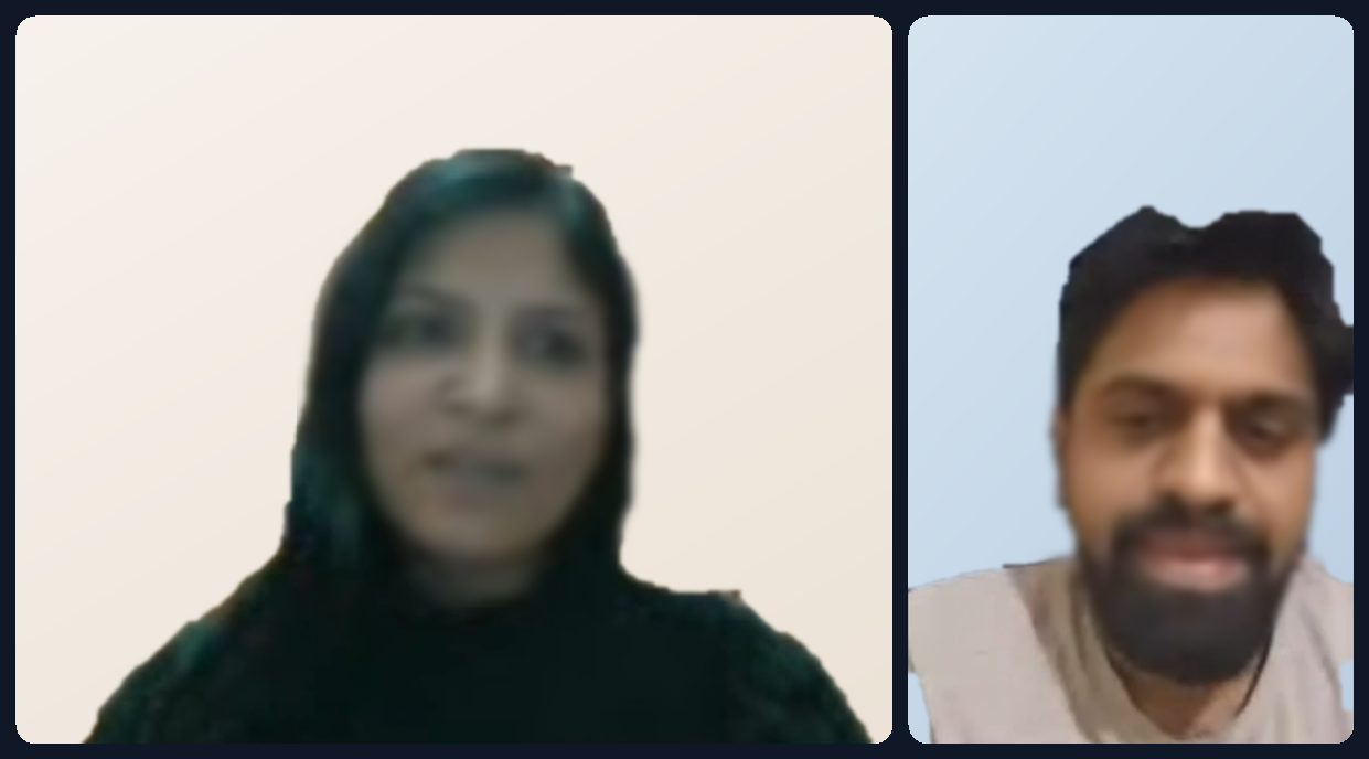 A ZEEKHUB trainer in a live online English class with an adult learner